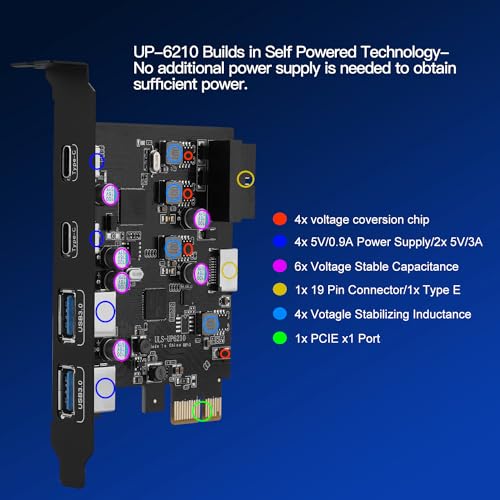 Scheda PCIE USB 3.0 6 porte, PCIE e su USB 3.0