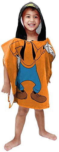 Disney Goofy Kids Bath/Pool/Beach Hooded Poncho - Super Soft & Absorbent Cotton Towel, Measures 22 x 22 Inches (Official Disney Product)