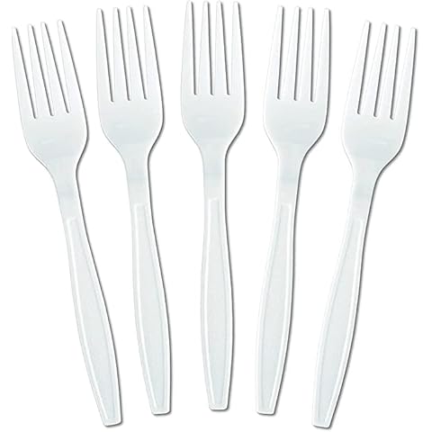 Pack of 100 Reusable White Forks Cover