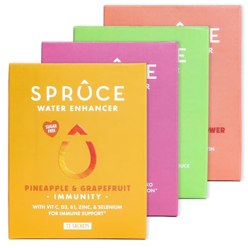 Sugar-Free, Low Calorie Water Enhancer – Hydrate, Support Immunity, Heart, Brain & Bones, Boost Metabolism & Energy with Ginseng & Ginkgo, 4 Flavours – Raspberry, Cherry, Lime, Pineapple, 48 Sachets