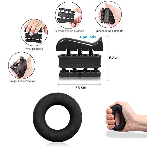 Image of Serveuttam Hand Grip Strengthener, Strength Trainer with Finger Exerciser, Forearm Workout, Finger Stretcher, Stress Relief Ball (Combo Hand Grip) (Multicolour)