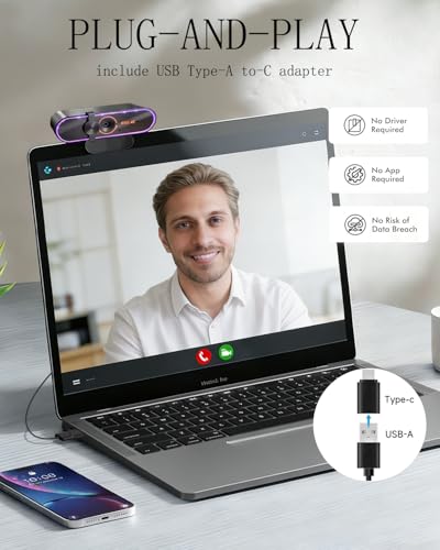 Webcam 4K microphone integrer telecommande pour conference Zoom Teams Meet - 2