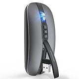 「FMOUSE Bluetooth マウス ワイヤレスマウス 無線 マウス 静音 充電式 薄型 小型 6ボタン2.4GHz 光学式 高精度 省エネルギー 800/1200/1600/2400DPI デスクトップ戻るボタン 静音ボタン windows mac Chrome Android Surface iPad OS対応 日本語取扱説明書 Gray」の画像