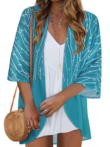 Image of Women Kimono Cardigans Casual Summer Tops Cover up Open Front Floral Print Resort Wear 2026