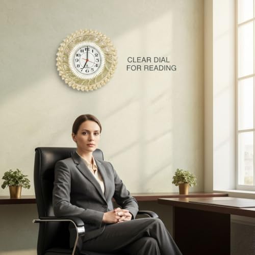 Image of Wall Clock for Hall White | Large Decorative Wall Clock for Home | Elegant Modern Design | Silent Non-Ticking Wall Watch for Living Room, Bedroom & Office