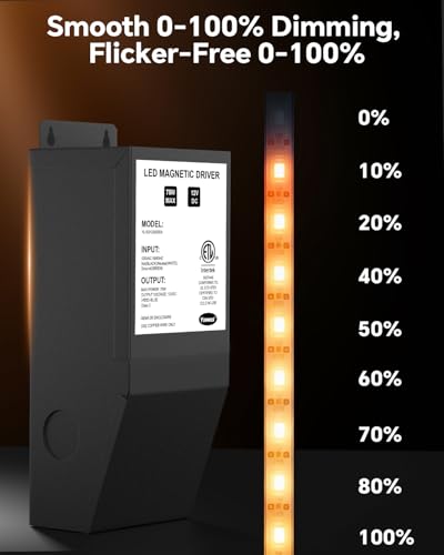 Image of LED Driver 12V 75W Magnetic Dimmable LED Transformer,Magnetic Power Supply 120VAC to 12VDC,Compatible with Lutron and Leviton Dimmers, for LED Strip Lights, Kitchen, Cabinet, ETL Listed