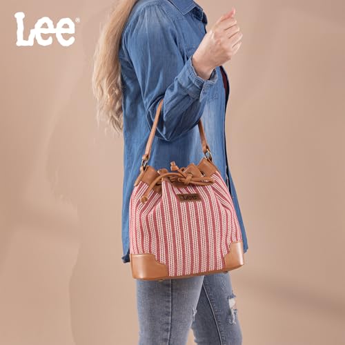 Image of Montana West X Lee Bucket Bag for Women Drawstring Hobo Crossbody Bag with Detachable Straps