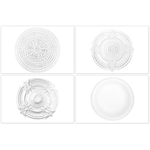 HEXIM Stuckrosetten aus PU, Ø 95-101cm - leichte und solide Verzierungen für Wand & Decke - (B3024, Ø 95 cm) Stuck Deckenrosette modern für Kronleuchter Rosette Wandrosette Zierelement Cover