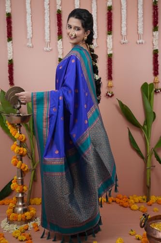 Image of SGF11 Women's Kanjivaram Pure Soft Silk Saree With Unstitched Blouse Piece