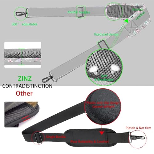 Image of ZINZ 79 inch Shoulder Strap, Extra-thick Fixed Cushion Pad and Dual Clasps Universal Replacement Strap with Metal Swivel Hooks for Laptop Bags, Luggage Bags, Camera, Crossbody(Butterfly)