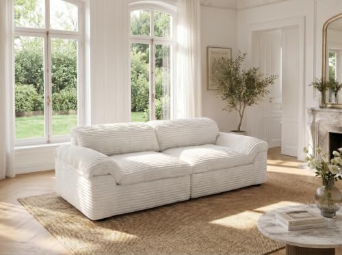 Image of Vesgantti 100 inch Boneless Couches for Living Room, No Assembly Required, Snow White