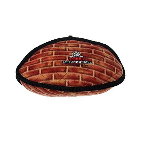 TUFFY - World's Tuffest Soft Dog Toy - MEGA Odd Ball - NO Squeakers - Multiple Layers. Made Durable, Strong & Tough. Interactive Play (Tug, Toss & Fetch). Machine Washable & Floats. (Brick)