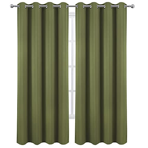 Image of LEMOMO Olive Blackout Curtains /52 x 95 Inch /Set of 2 Panels Thermal Insulated Room Darkening Curtains for Bedroom