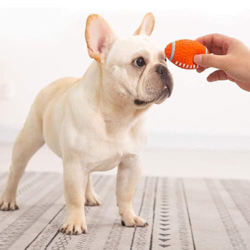 Image of Play Ball for Dogs and Pets |Durable Natural Rubber Squeaky Rugby Dog Toy Baseball|Chewing and Teething Toy for Dogs and Puppies (Orange)