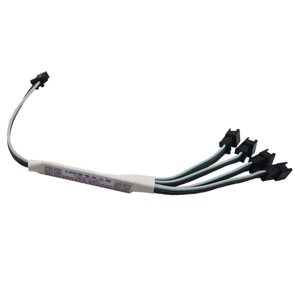 Vrabocry WS2812B WS2811 16703 SK6812 WS2814 etc 3 pin RGB IC TTL Amplifier 1 to 4 Support 3 pin addressable LED Strip,LED String,Fairy String,LED
