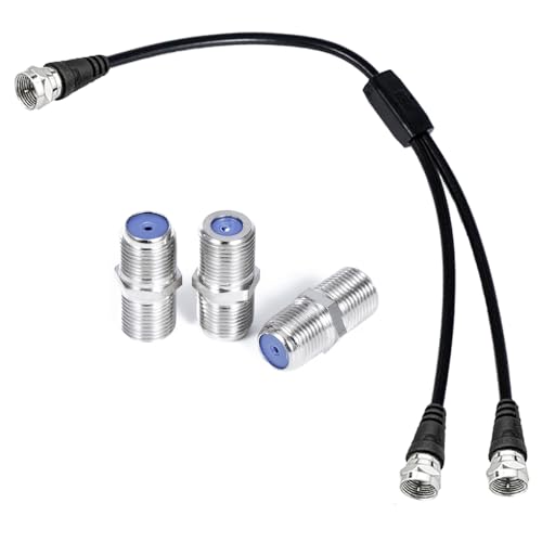 Répartiteur câble coaxial F mâle vers double mâle 75 Ohm lot de 2 avec adaptateurs