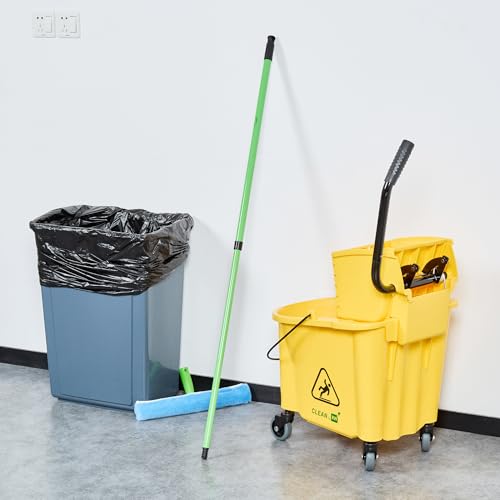 Image of Restaurantware-Handle ONLY: Clean Tek Professional 29.53 Inch Squeegee Handle, 1 Telescopic Stick - Squeegees and Window Strip Washers Sold Separately, 29.52 to 51.18 Inches, Green Aluminum Holder