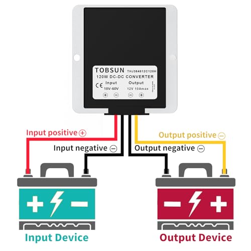 HOMELYLIFE 10A 120W DC 36V/48V to 12V Voltage Converter with Fuse Step Down Regulator Buck Reducer Power Converter Waterproof Transformer for Golf Cart2