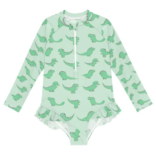 Cute Dinosaur Dino Girls Long Sleeve One-Piece Swimsuit UV Protection Quick Dry Swimwear Bathing Suit 20857185