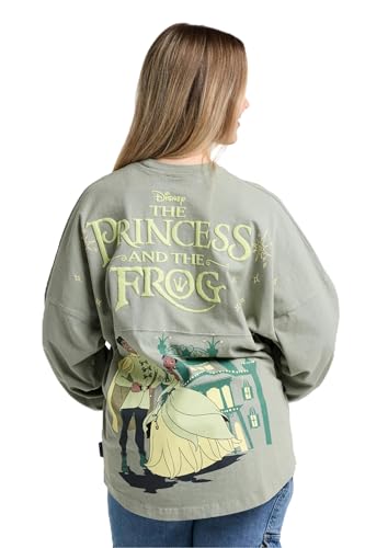 Spirit Jersey Disneys Tiana The Princess & The Frog Official Disney Princess Collection Long Sleeve Oversized Pullover Shirt Unisex Relaxed Fit Heavy Pre-Shrunk 100% Cotton Green X-Small