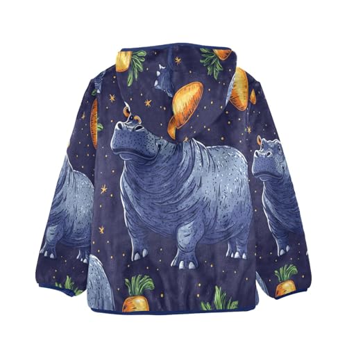 Hippo Carrots Night Sky Toddler Fleece Jacket Girl Boys Hooded Fleece Jacket Coat Warm Outwear Zip-up 3-10T2