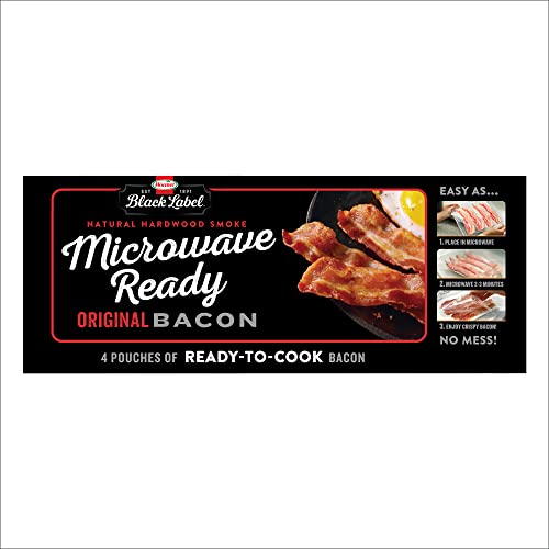 Hormel Black Label Bacon Thick Cut - Microwave Bacon Ready To Serve, Cooked Crispy & Gluten-Free Slices, 12 Oz