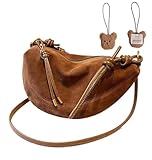 Adius Bolsos de Ante Media Luna para Mujer, Bolsas de Gamuza para Mujer, Bolso Bandolera de Ante, para Viajes y Trabajo (Brown)