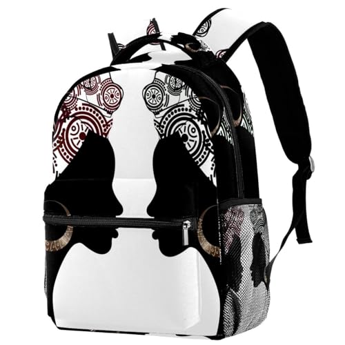 Sac à dos d'école motif deux femmes noires africaines grand compartiment