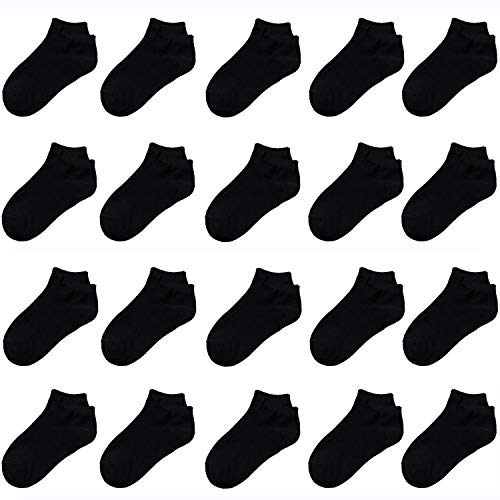 JAMEGIO 20 Pairs Kids Low Cut Ankle Socks - Little Boys & Girls Cotton Socks with Half Cushion