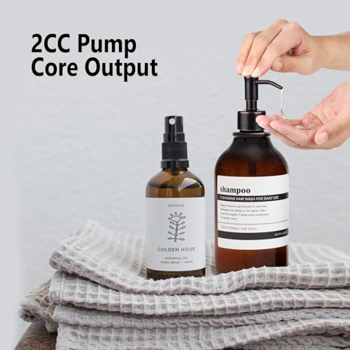 Image of Amoliar Mason Jar Liquid Soap Dispenser Pump, Stainless Steel Replacement Pump for Dish Soap, Lotion, Hand Soap, Cute Farmhouse Decor, Refill Soap Pump, ORB 2 Pack, Extra 1 Set Label, 2 Long Tubes