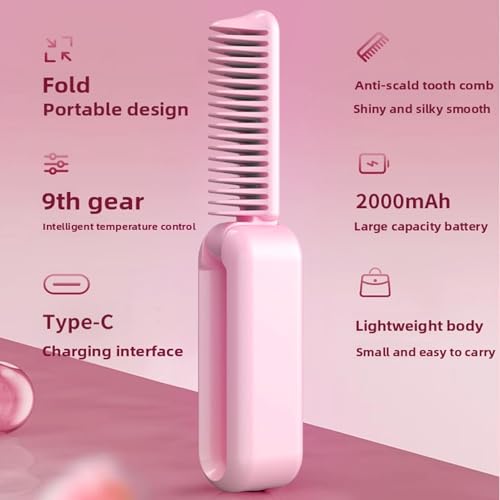 Mini plancha de pelo inalámbrica portátil rosa miniatura 4