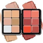 12 Colors Cream Blush Palette, Color Correcting Concealer Foundation Palette, Long Wearing Smudge Proof Blendable Matte Finish Blush Powder Highlighter and Cream Contour Palette Makeup (01)
