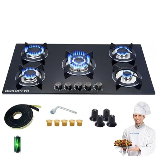 Reviews de Estufas de Gas disponible en línea. 50 Batería - BOKOPTYR R5-P Parrilla de Gas 5 Quemadores Estandar, 39300BTU Acero Inoxidable Estufa de Vidrio Templado de 8mm de Espesor, Adecuado para Gas LP o Gas Natural,...