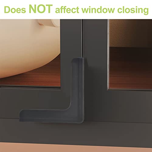 Image of Window Corner Guards, 8Pcs L-Shaped Window Corners Protectors Self Adhesive Silicone Bumper Anti-Collision Table Corner Protectors for Protecting Window Furniture Edge (Black)