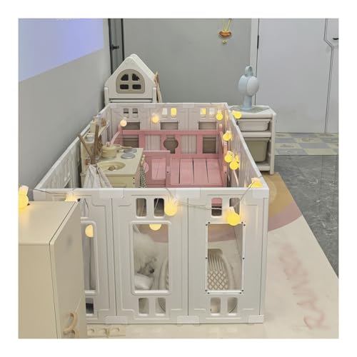 モダンな犬用ベビーサークル、屋内アクリル子犬用ベビーサークル、犬猫用ベビーサークル、ドア付き、強力なプラスチック、滑り止め、軽量ポータブル安全ペットクレート、スナップオンデザイン(C-L62xW62CM)