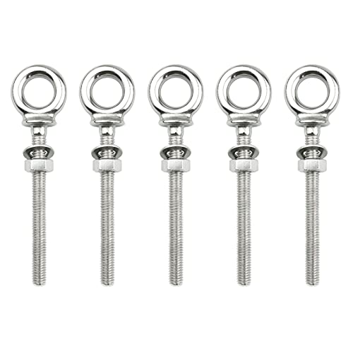 316 Stainless Steel Eye Bolt, Heavy Duty Shoulder Eyebolts Screws with Washer and Nuts (M8, 5PCS)