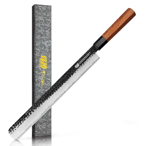 FINDKING Dynasty Serie Schinkenschneidemesser, Scharfes Tranchiermesser für Fleisch, Grillmesser, Klinge aus 9Cr18MoV-Stahl mit hohem...