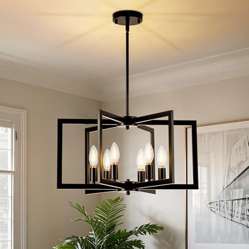 Modern Black Chandeliers for Dining Room, Industrial Metal Chande...