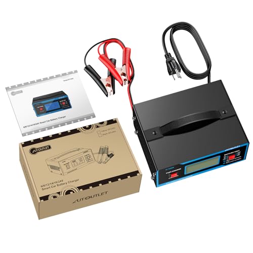 Image of AUTOUTLET Upgraded 8 Volt Battery Charger for Golf Cart Automotive Battery Charger and Maintainer 0-14A with Cable Clamps for 6 /8 /12 /14 /16 /24V Lead-Acid Batteries
