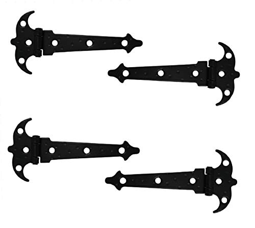 Preisvergleich Produktbild 4 x Scharnier 114mm Zierscharniere Möbelbänder Möbelscharniere schwarz matt Schmiedeeisen Optik Eisen