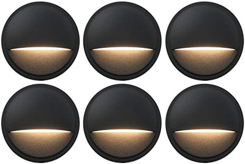 GKOLED Low Voltage LED Deck Lights, Landscape Step Stair Railing Light Fixture with 2W Integrated LED Chips, Die-cast Aluminum 12V AC/DC Accent Lighting with Black Powder Coated Finish (6-Pack)