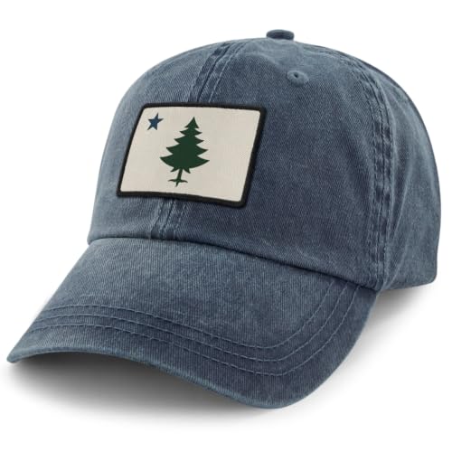 Vintage Maine Flag Washed Dad Hat Navy