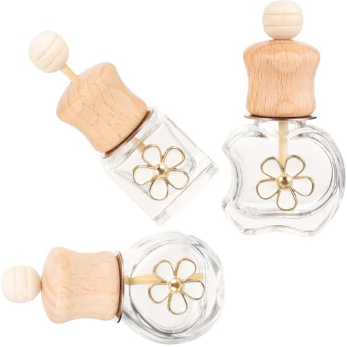 Ipetboom 3 Botellas de Perfume para Coche Estructura de y Madera, Difusores de Delicados para Mantener el Aire Interior del Vehículo