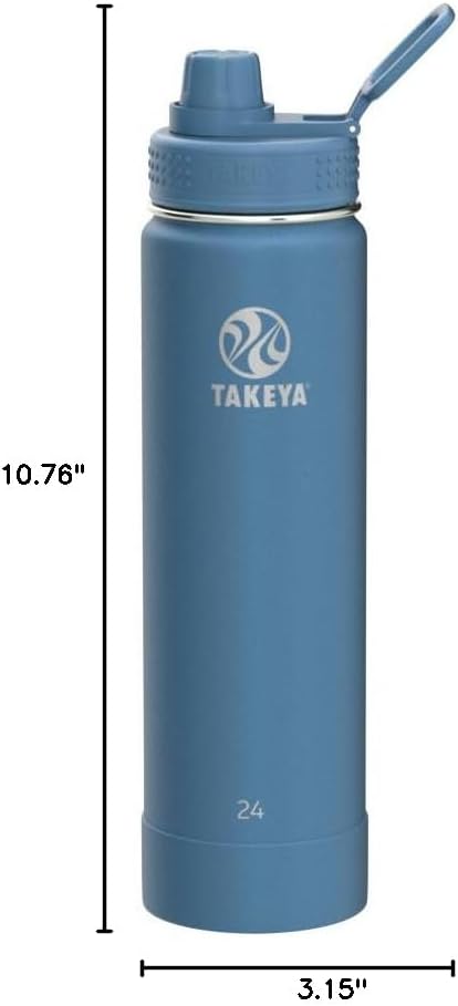 Takeya Actives Water Bottle with Spout Lid - Bottle with Double Stainless Steel Insulation - Dishwasher Safe & BPA-Free - Bottle with Spout Lid & Removable Bumper - 24 oz, Bluestone - Image 7