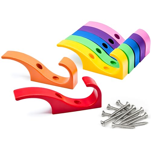 Heavy Duty Hooks for Hanging Coats, Jackets, Backpacks, Baseball Hats – Wall Mounted Rainbow Color Hangers for Kids, Perfect Hook for Classrooms, Bathroom Robes and Towels | Mini Hook 7-Pack