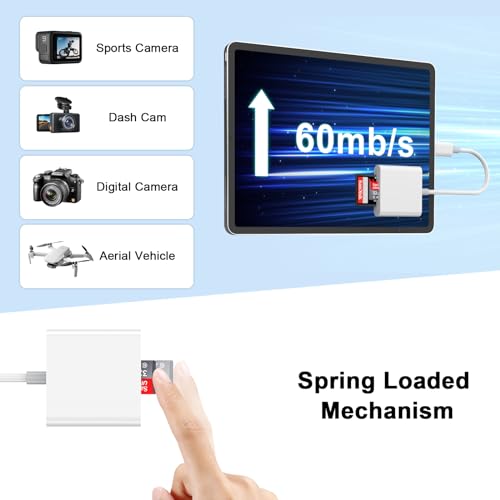 USB C SD/Micro SD Card Reader for iPhone 15/iPad/MacBook/Mac, Dual Slot USB Type C Micro SD/SD Memory Card Reader Adapter, Trail Camera Viewer for iPhone 15/15 Pro/15 Pro Max/15 Plus, Galaxy S24 S23