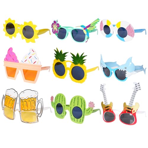 Lunettes de soleil hawaïennes Sucrain pour fête d'été et animation photobooth tropicale