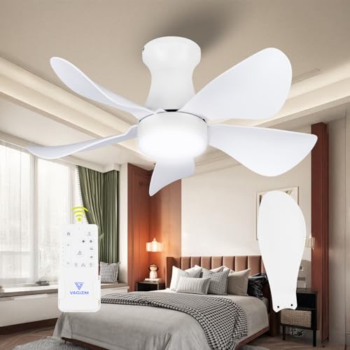 FANSHAIN Ventilador de Techo con Luz Silencioso: Ventilador Techo LED con Mando a Distancia y Reversible Motor DC Reversible - para Dormitorio Habitación Verano Invierno 005W5
