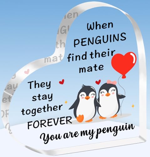 TTOVEN Anniversary Heart Acrylic Plaque I Love You Gifts for Her Him Set on Christmas Valentines Day Wedding for Wife Husband Girlfriend Boyfriend