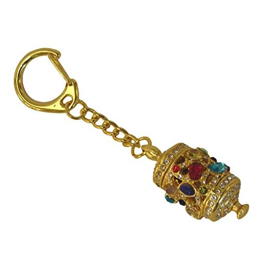 Feng Shui Import 5 Dzambala Prayer Wheel Keychain in Gold
